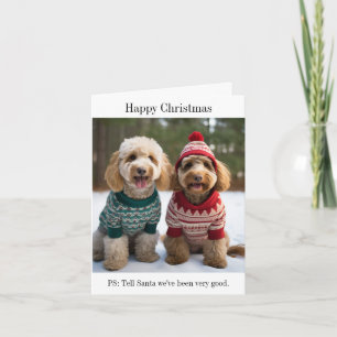 Goldendoodle Dogs in Christmas Sweaters Card