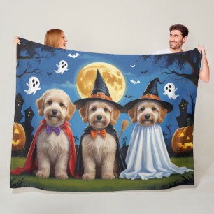Goldendoodle Dogs Pumpkin Halloween Funny Fleece Blanket