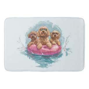 Goldendoodle Dogs Summer Pineapple Pool Float Bath Mat