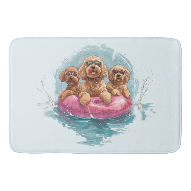Goldendoodle Dogs Summer Pineapple Pool Float Bath Mat (Front)