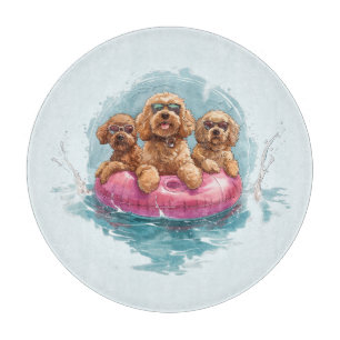 Goldendoodle Dogs Summer Pineapple Pool Float Cutting Board