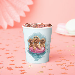Goldendoodle Dogs Summer Pineapple Pool Float Paper Cups
