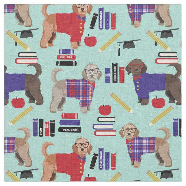 goldendoodle dogs teacher fabric (Close Up)