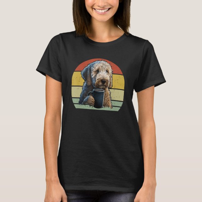 Goldendoodle Drinking Coffee  Dog And Coffee T-Shirt (Front)