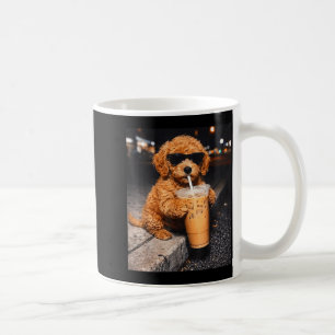 Goldendoodle drinking iced coffee funny animal mem mug