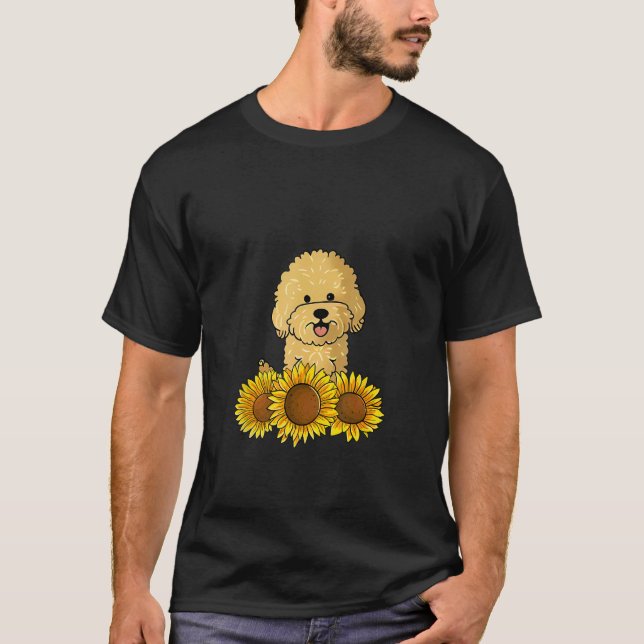 Goldendoodle Flower Dog Sunflower Graphic for Wome T-Shirt (Front)