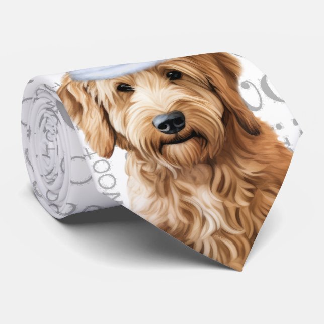 Goldendoodle Funny Woof Christmas Dog Lover Tie (Rolled)