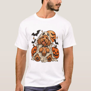 Goldendoodle Ghost Boba Cute Halloween Dog Humour T-Shirt