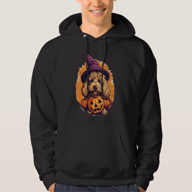 Goldendoodle Halloween Cute and Spooky Doodle Dog  Hoodie (Front)