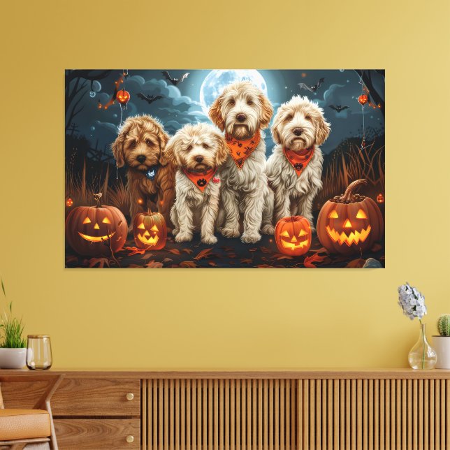 Goldendoodle Halloween Spooky  Canvas Print (Insitu(LivingRoom))