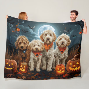 Goldendoodle Halloween Spooky  Fleece Blanket