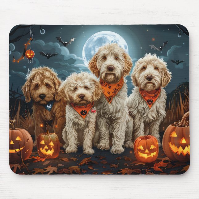 Goldendoodle Halloween Spooky  Mouse Mat (Front)