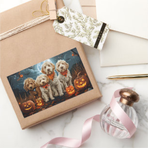 Goldendoodle Halloween Spooky Rectangular Sticker