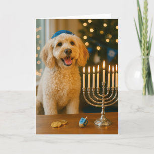 Goldendoodle Hanukkah Card