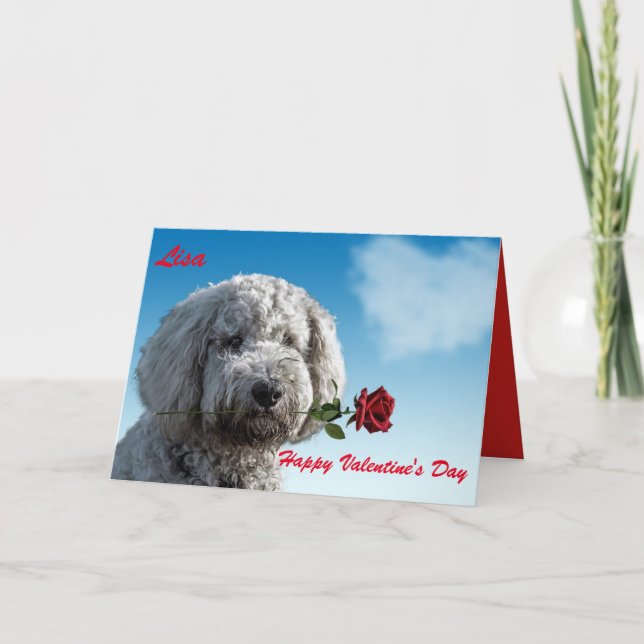  GOLDENDOODLE  HAPPY VALENTINE'S DAY HOLIDAY CARD (Front)