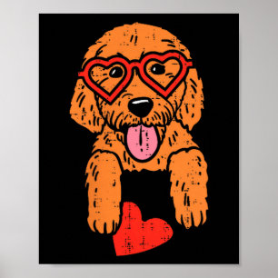 Goldendoodle Heart Pocket Cute Valentines Day Dog Poster