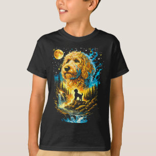 Goldendoodle howling to the moon vintage funny T-Shirt