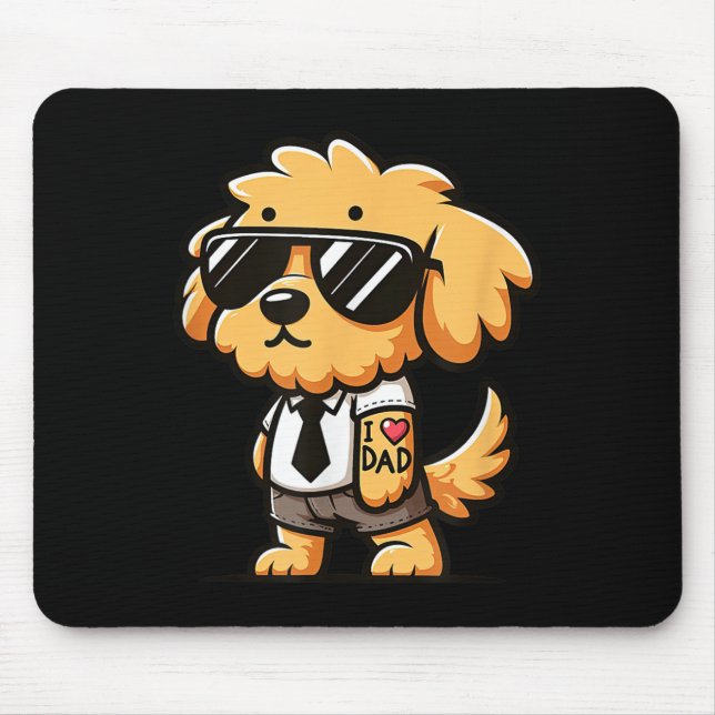 Goldendoodle I Love Dad Funny Dog Tattoo  Mouse Mat (Front)