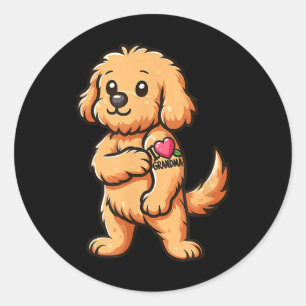 Goldendoodle I Love Grandma Funny Dog Tattoo Classic Round Sticker