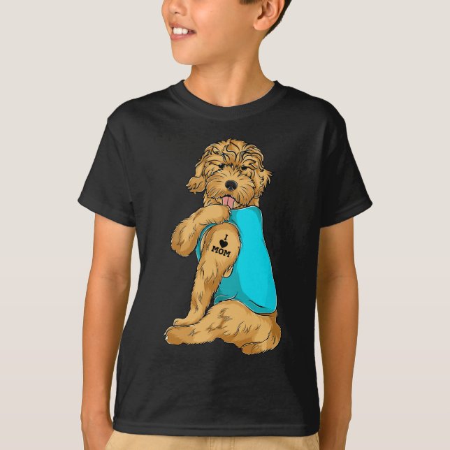 Goldendoodle I Love Mum Tattoo Apparel, Dog Mum Gi T-Shirt (Front)
