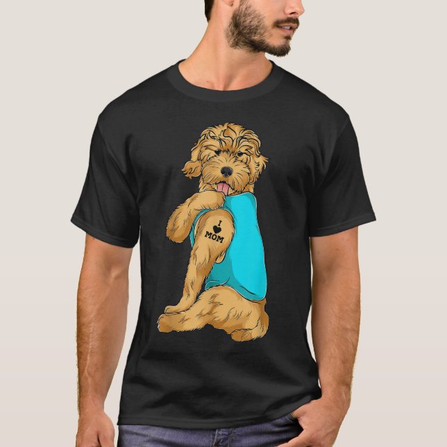 Goldendoodle I Love Mum Tattoo Apparel Dog Mum Gif T-Shirt (Front)