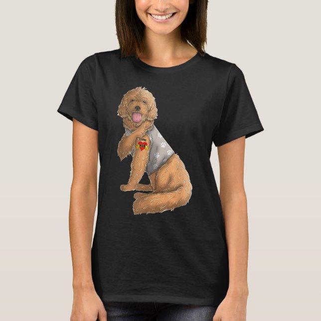 Goldendoodle I Love Mum Tattoo Dog Funny Mother's  T-Shirt (Front)
