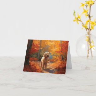 Goldendoodle in Autumn Leaves Fall Inspire  Card