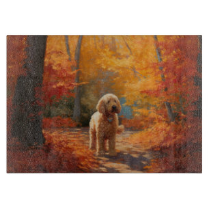 Goldendoodle in Autumn Leaves Fall Inspire Cutting Board