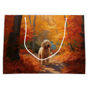 Goldendoodle in Autumn Leaves Fall Inspire Large Gift Bag