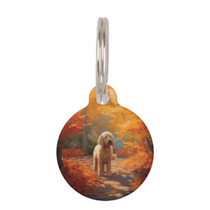 Goldendoodle in Autumn Leaves Fall Inspire Pet Tag