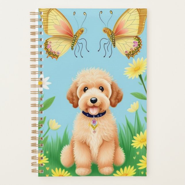 Goldendoodle In Garden  Planner (Front)