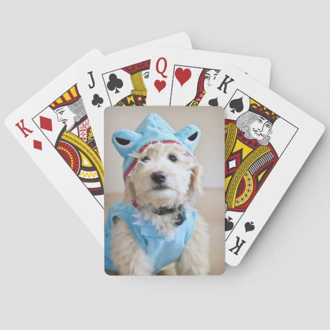 Goldendoodle In Shark Costume Playing Cards (Back)