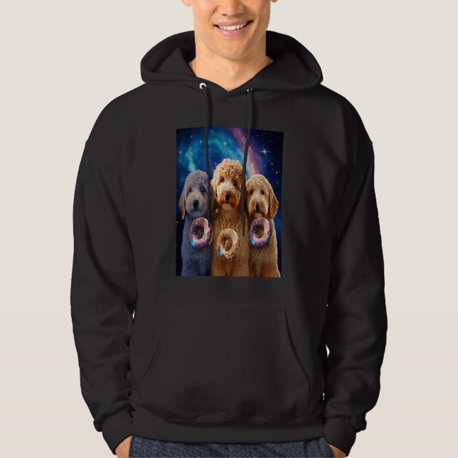 Goldendoodle In Space With Donuts Cute Doodle Boys Hoodie (Front)