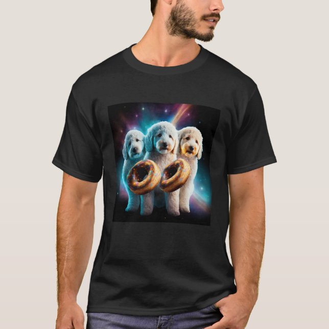Goldendoodle In Space With Donuts Cute Doodle Boys T-Shirt (Front)