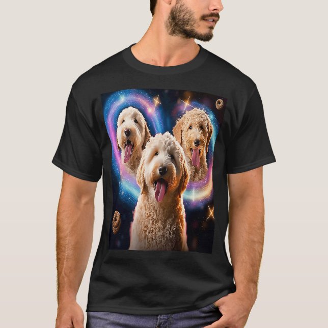 Goldendoodle In Space With Donuts Cute Doodle Boys T-Shirt (Front)