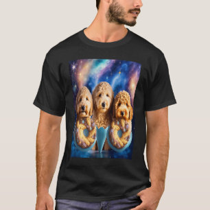 Goldendoodle In Space With Doughnuts Cute Doodle B T-Shirt