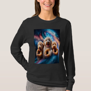 Goldendoodle In Space With Doughnuts Cute Doodle B T-Shirt