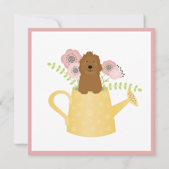 Goldendoodle In Watering Can Card (Front)