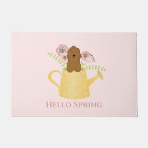 Goldendoodle In Watering Can Doormat