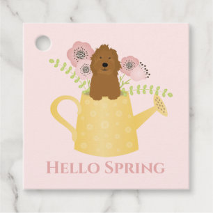 Goldendoodle In Watering Can Favour Tags