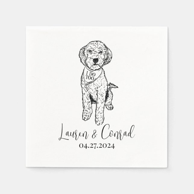 Goldendoodle Labradoodle Custom.Napkin Dog Wedding Napkin (Front)