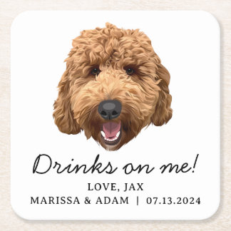Goldendoodle Labradoodle Wedding Paper Coasters