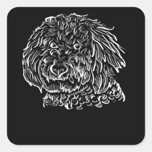 Goldendoodle Line art Gift Idea Square Sticker