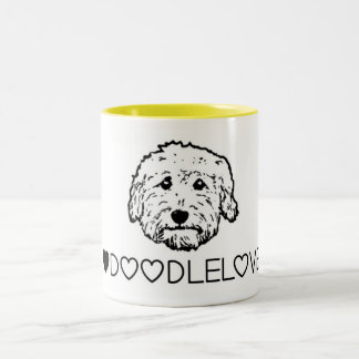 Goldendoodle love! Cute Doodle dog Two-Tone Coffee Mug