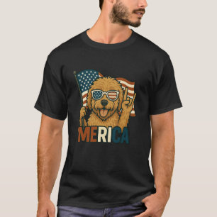 Goldendoodle Merica American Flag 4th Of July Dog T-Shirt