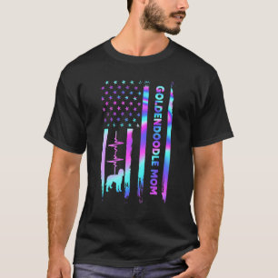 Goldendoodle Mum American Flag Tie Dye Mother's Da T-Shirt