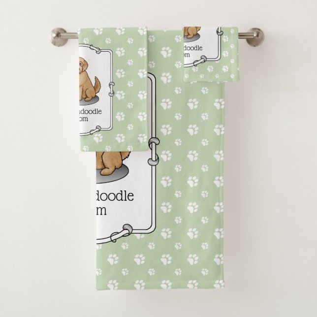 Goldendoodle Mum Doodle Mum (golden red) Dog mum Bath Towel Set (Insitu)