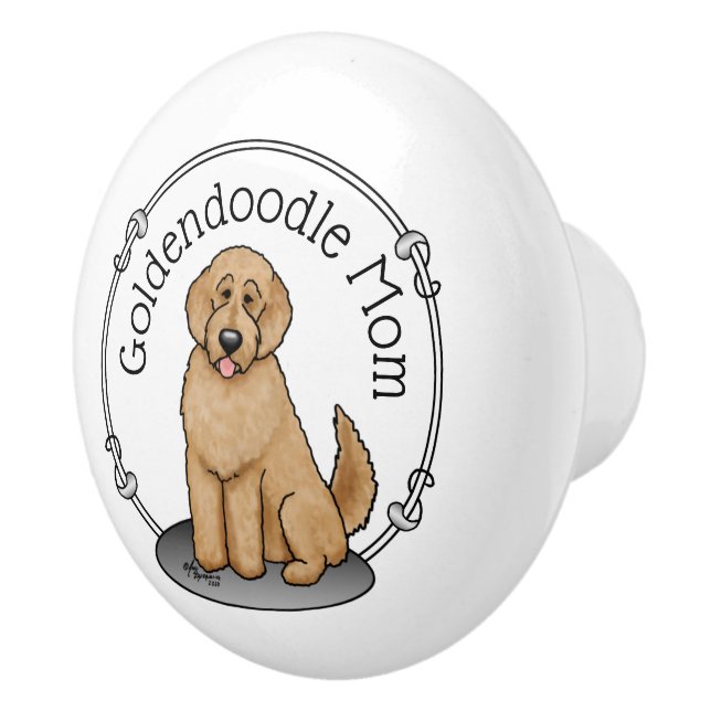 Goldendoodle Mum Doodle Mum (golden red) Dog mum Ceramic Knob (Right)