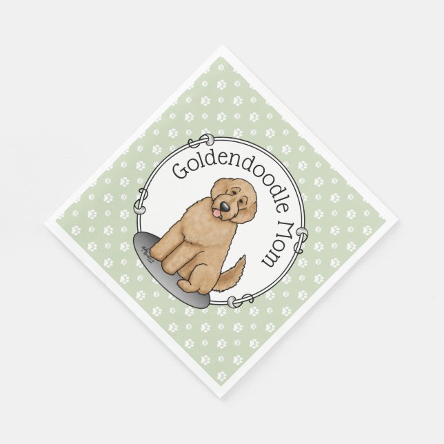 Goldendoodle Mum Doodle Mum (golden red) Dog mum Napkin (Corner)
