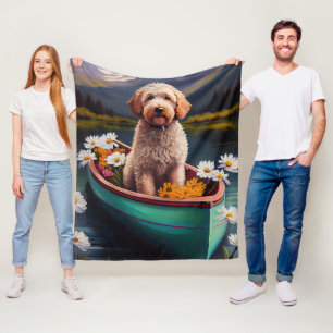 Goldendoodle on a Paddle: A Scenic Adventure Fleece Blanket